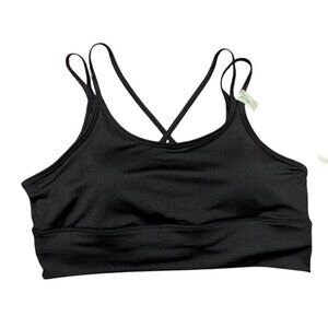 NWT Dip Bra Sports 2‎ Strap Racerback XL Activewear Black Bralette Wicking